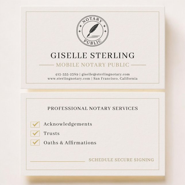 Mobile Notary Public Professional Visitenkarte (Von Creator hochgeladen)