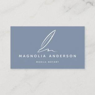 Mobile Notary Quill   Blau weiß Visitenkarte
