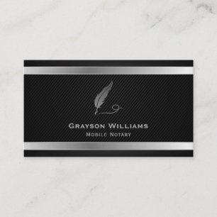Mobile Notary Quill QR Code Silver Black Visitenkarte