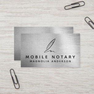 Mobile Notary Quill Silver Foil Visitenkarte