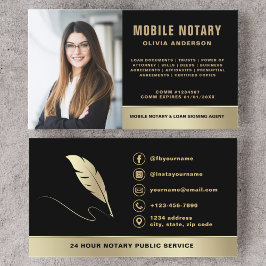 Mobile Notary Signing Agent Foto Black & Gold Visitenkarte
