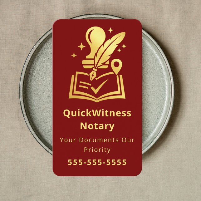 Mobile Notary Signing Agent Luxury Red Gold Visitenkarte (Von Creator hochgeladen)