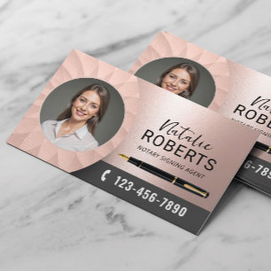 Mobile Notary Signing Agent Rose Gold Foto Visitenkarte