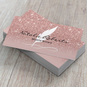 Mobile Notary Signing Agent Rose Gold Quill Visitenkarte