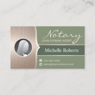 Mobile Notary Signing Agent Sage Green & Gold Visitenkarte
