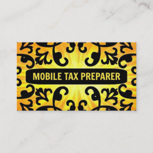 Mobile Tax Preparer Sunshine Damask Business Card Visitenkarte