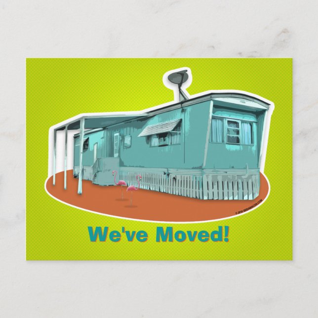 Mobile Zuhause "We ve Moved" Postkarte (Vorderseite)