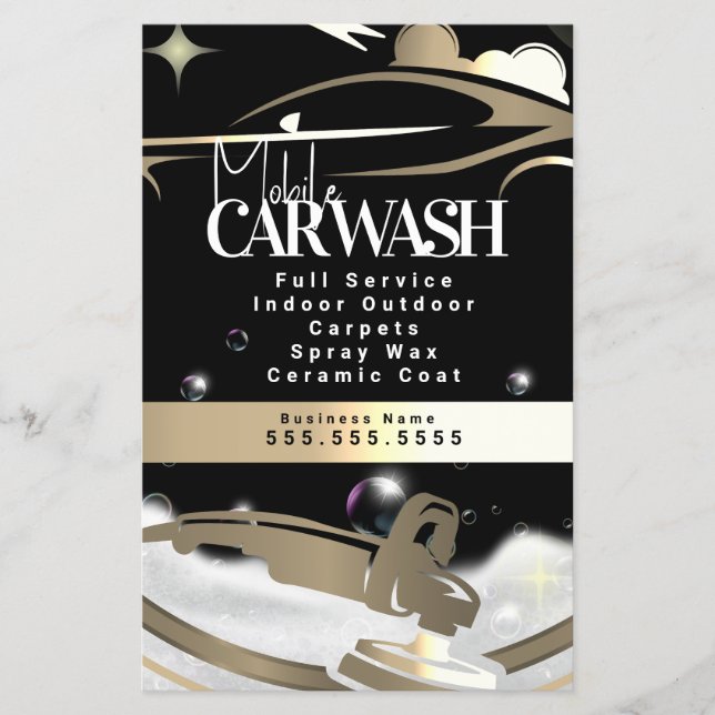 Mobiler Autowasch-Detailedesign-Logo Gold Flyer (Vorne)