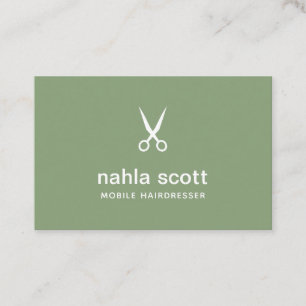 Mobiler Friseur Sage Green Schere UK/Euro Visitenkarte