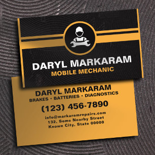 Mobiler Mechaniker vor Ort Autoreparatur Gelb Schw Visitenkarte