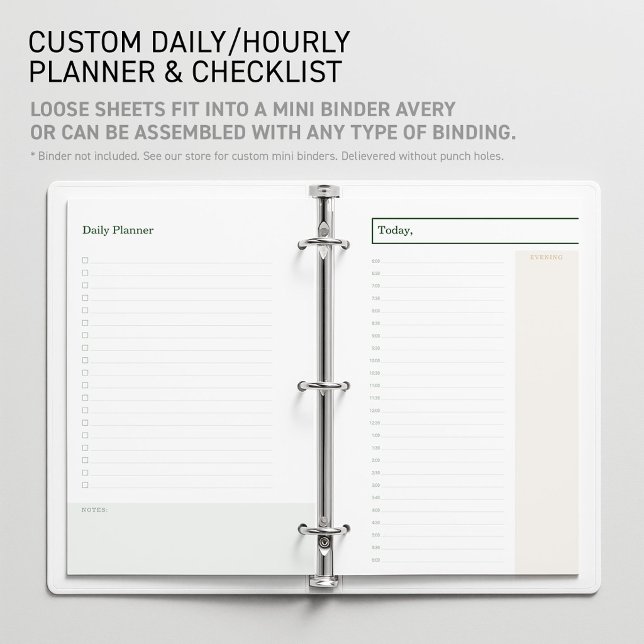 Mobiler Notar Rechts Grün Gold Planer Mini Ordner Briefpapier (Editable Mini Binder Planner Insert Daily Undated Schedule Sheet for flexible Time Management Tool.)