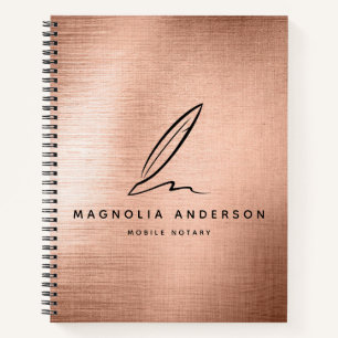 Mobiles Notar-Quill-Roségold gebürstetes Metall Notizbuch
