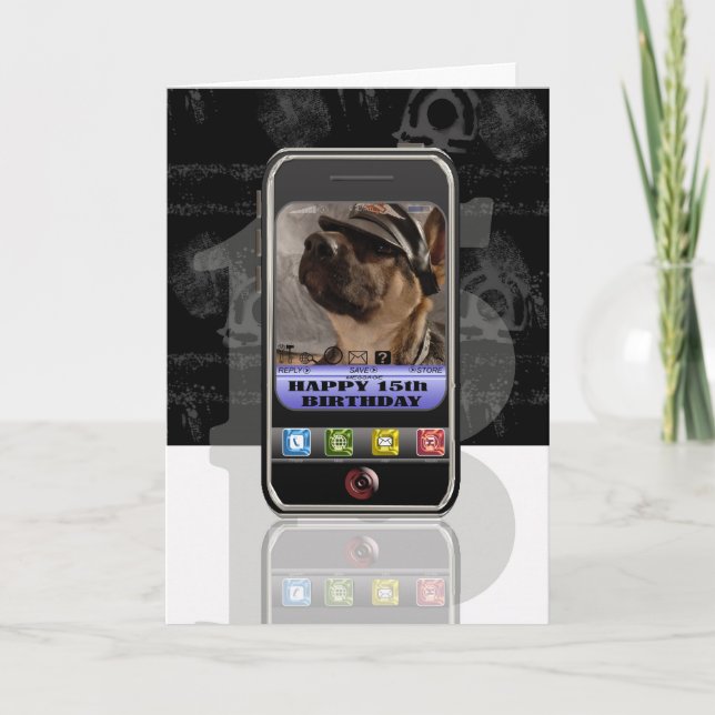 Mobiltelefon, Handy SMS Happy Birthda Karte (Vorderseite)