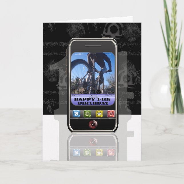 Mobiltelefon, Handy SMS-Nachricht Happy Birthda Karte (Vorderseite)