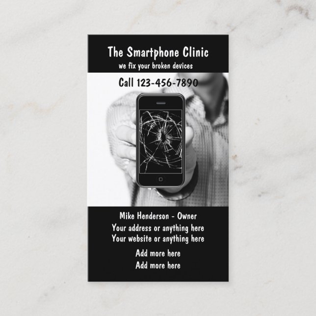 Mobiltelefon-Reparatur-Dienstleistungen Visitenkarte (Vorderseite)