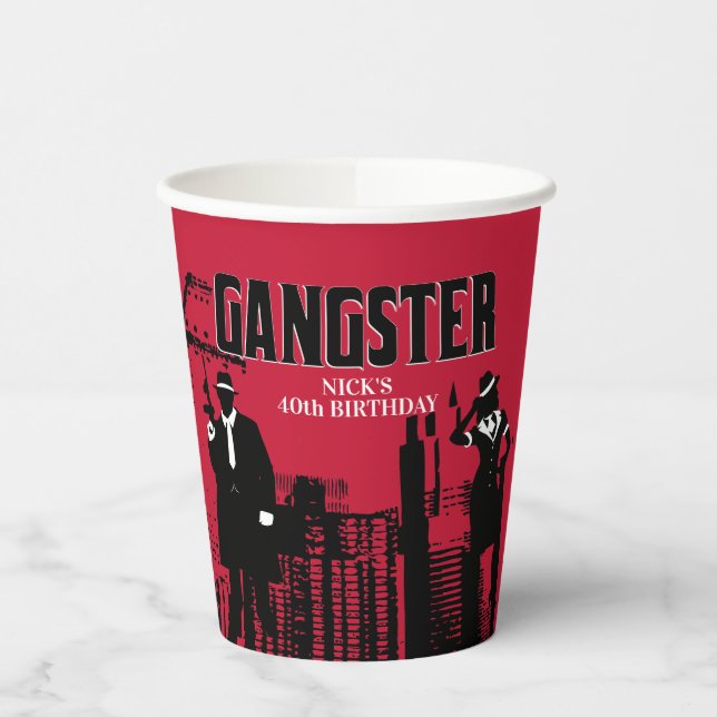 Mobster Birthday, Custom Paper Cup Pappbecher (Links)