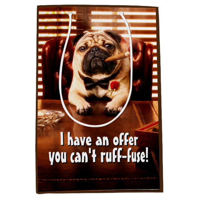 Mobster Hund Mittlere Geschenktüte (Vorderseite)