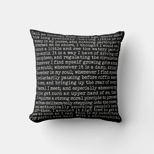 Moby Dick Opening in White on Black Kissen (Vorderseite)
