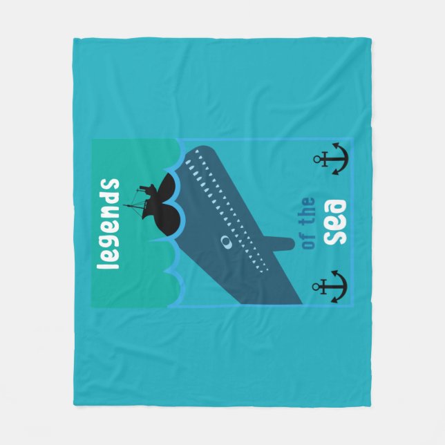 Moby Dick Sea Fantasy | Sonnenlicher Ozean und See Fleecedecke (Vorderseite)