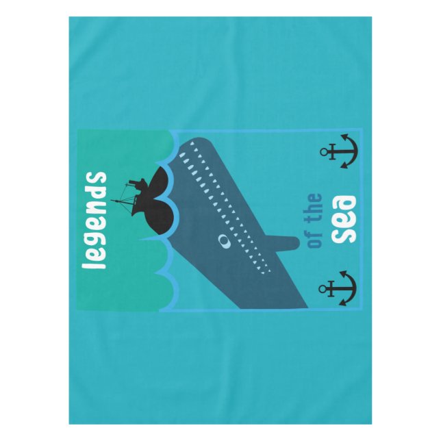 Moby Dick Sea Fantasy | Sonnenlicher Ozean und See Tischdecke (Vorderseite)