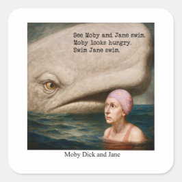 Moby Dick und Jane Quadratischer Aufkleber