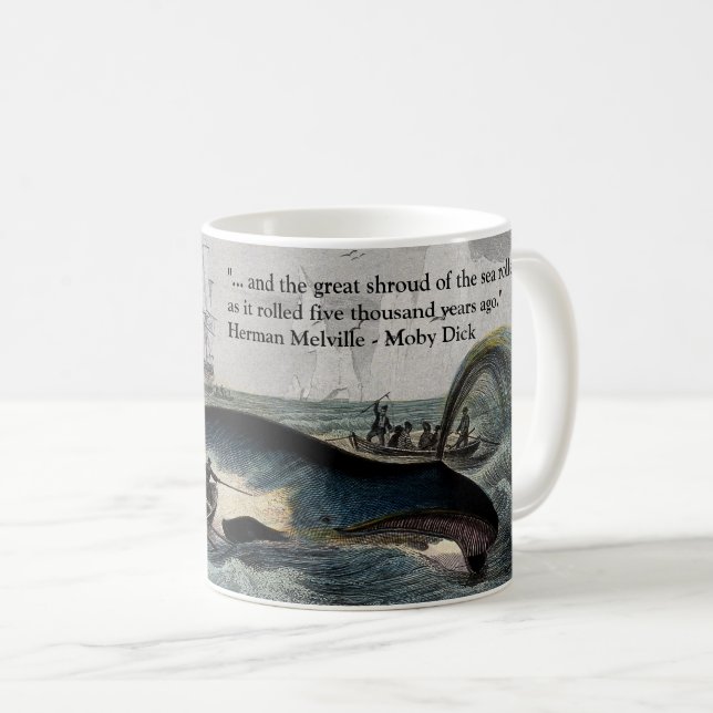 Moby Dick Zitat und Wal-Tasse Kaffeetasse (VorderseiteRechts)