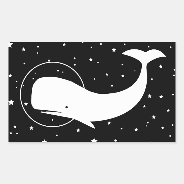 MOBY IM RAUM RECHTECKIGER AUFKLEBER (Vorderseite)