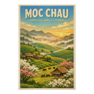 Moc Chau, Vietnam, in klassischer Retro-Reiseoptik Poster