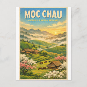 Moc Chau, Vietnam, in klassischer Retro-Reiseoptik Postkarte