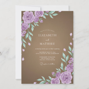 Mocha Amethyst Blätterhochzeit Einladung