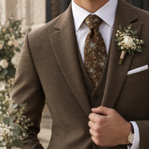 Mocha Blau Vintage Botanical Krawatte