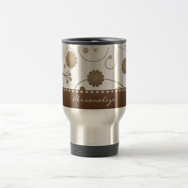 Mocha Bloom Banner Travel Mug Reisebecher (Mittel)