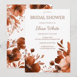 Mocha Blooms Watercolor Brautparty CUSTOM Einladung