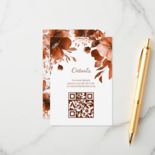 Mocha Blooms Watercolor Brautparty CUSTOM QR Begleitkarte