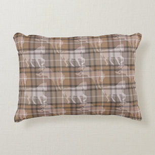 Mocha braun & beige equestrian Pferd Tartan Karo Dekokissen
