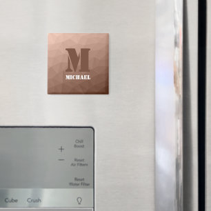 Mocha-Braun geometrisches Mesh-Muster Monogramm Magnet