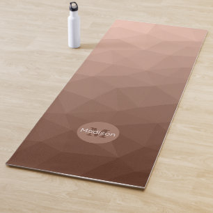 Mocha-Braun geometrisches Mesh-Muster Monogramm Yogamatte