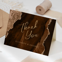 Mocha Braun Gold Achat Schrift Hochzeits-Dankeschö Karte