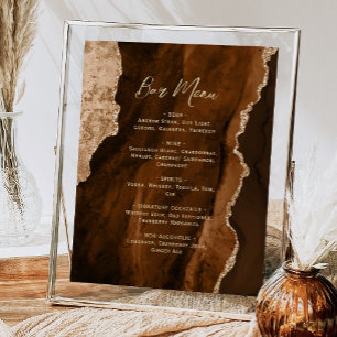 Mocha Braun Gold Achat Schrift Hochzeitsbar Menü Poster