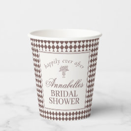Mocha-Braun Harlekin Schachbrett-Muster Brautparty Pappbecher