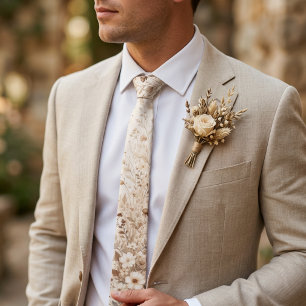 Mocha-Braune Botanische Neutrale Hochzeit Krawatte