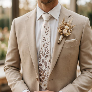 Mocha-Braune Botanische Neutrale Hochzeit Krawatte