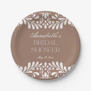 Mocha-Braune Talavera-Fliesen Fiesta-Brautjungfern Pappteller