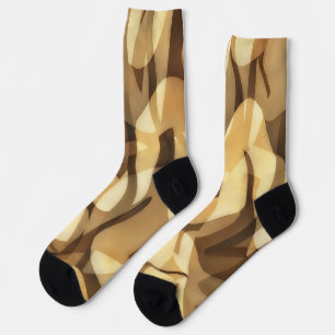 Mocha Brown and Tan Crazy Socks Art Socken