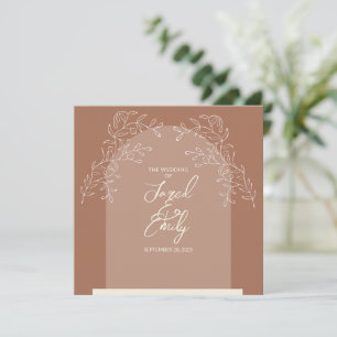Mocha Brown Arch Wedding Invasion QR Code Einladung