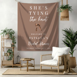 Mocha Brown Bow Bridal Shower Fabric Welcome Sign Wandteppich