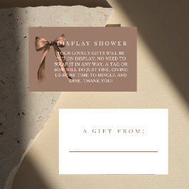 Mocha Brown Bow No Gift Wrap Display Bridal Shower Begleitkarte
