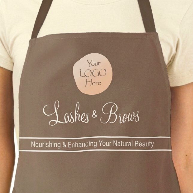 Mocha Brown Employee Name Business Logo Lashes Schürze (Von Creator hochgeladen)