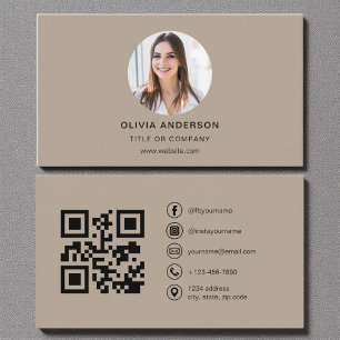 Mocha Brown Foto mit QR Code Social Media Visitenkarte