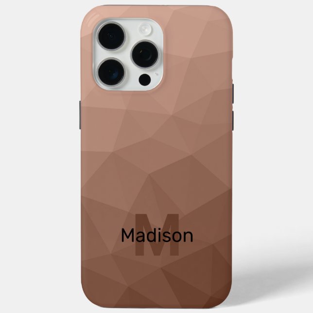 Mocha Brown geometrisches Maschenmuster Monogram Case-Mate iPhone Hülle (Rückseite)